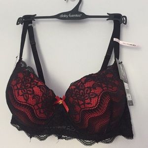 Daisy Fuentes Full Figure Bra Size 40D Black Lace